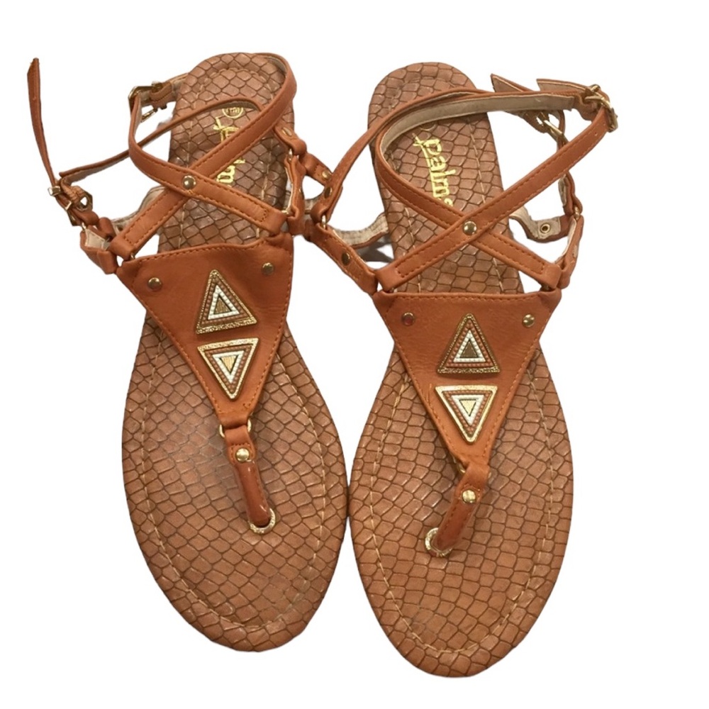 Palms Embellished Ankle Strap Sandals